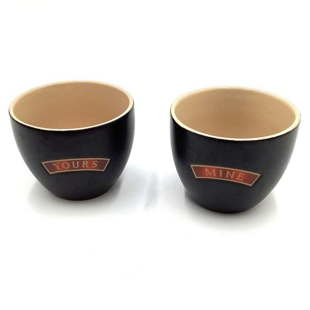 Baileys Irish Cream Yours & Mine Black Ceramic Tumbler Cups Set of 2 Barware - Picture 3 of 4
